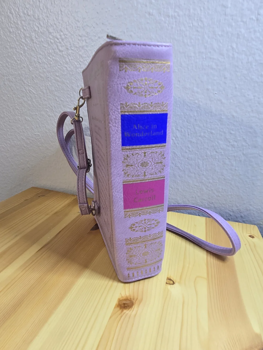 Alice in Wonderland Lavender Book-Shaped Crossbody Bag